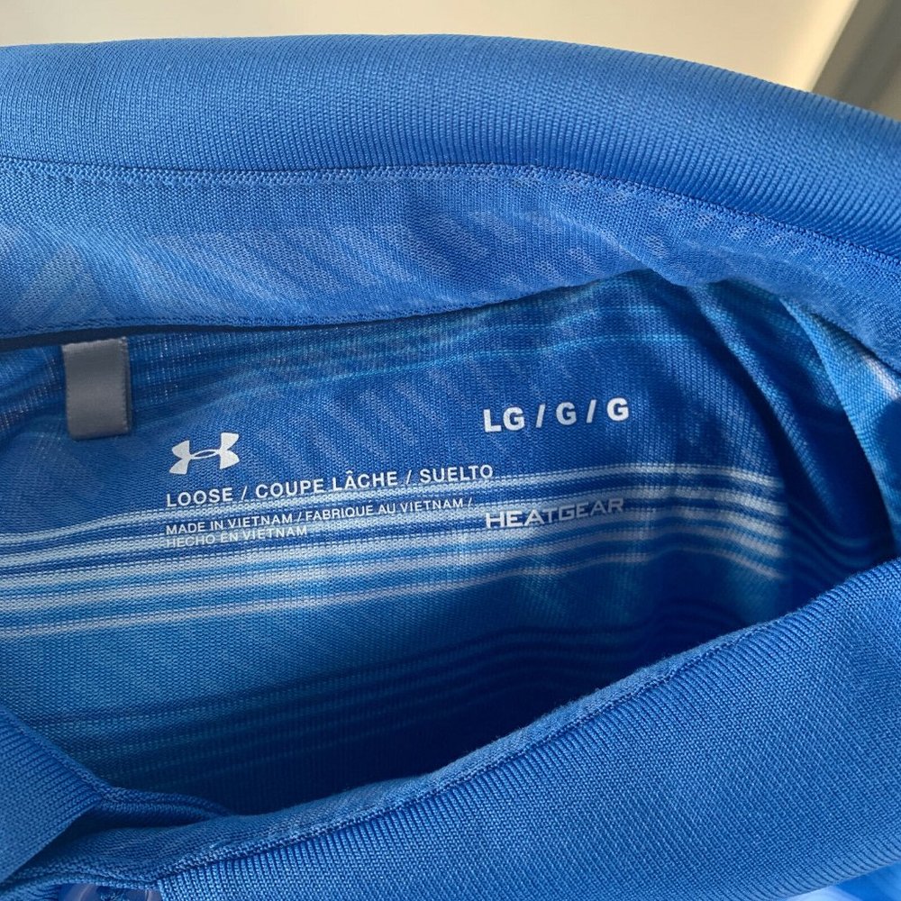 Under Armour Performance Striped Blue Polo Shirt_7